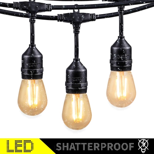 LightingByHHD Outdoor Weatherproof LED String Lights – 15 UL-Certified E26 Bulbs for Garden, Patio & Backyard Decor, Warm White