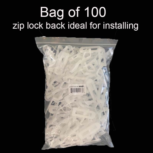 LightingByHHD All-in-One Christmas Light Clips – 100 Pack – For C7/C9 Bulbs – Gutter & Shingle Mounting – Professional Grade, White