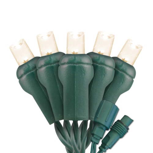 LightingByHHD 70-Light 5mm LED Christmas Mini Light Set – Bulbs, Coaxial Connectors, Commercial Grade, Outdoor Use, Pure White