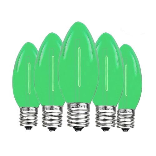 Ampoules de rechange C9 LED de LightingByHHD – Lampe de Noël de style filament, incassable, pour douille E17 – Boîte de 25, vert