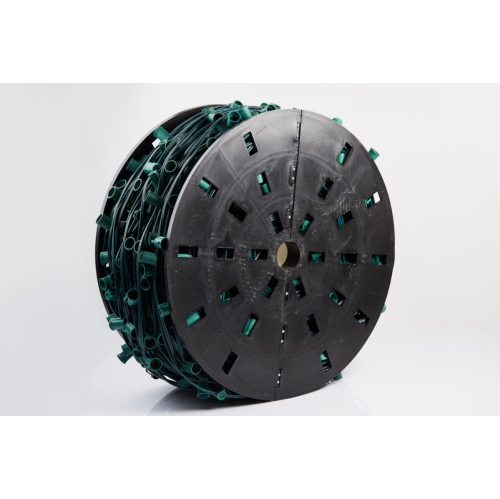 LightingByHHD C9 Socket Spool – 1000' 18AWG Wire, 12" Spacing, 10A Capacity for Holiday Light Installations, Green