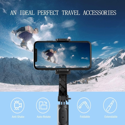 Smartphone Gimbal Stabilizer with Remote, Aluminum Extendable Selfie Stick Tripod, 360° Automatic Rotation, Auto Balance for Live Video Recording