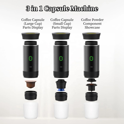 Portable Electric Espresso Machine, 3 in 1 Travel Coffee Maker for Camping, 15 Bar Self Heating Car Coffee Maker for Camping Hiking Office