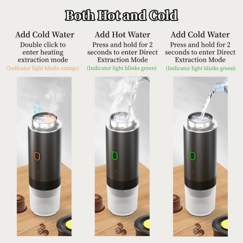 Portable Electric Espresso Machine, 3 in 1 Travel Coffee Maker for Camping, 15 Bar Self Heating Car Coffee Maker for Camping Hiking Office