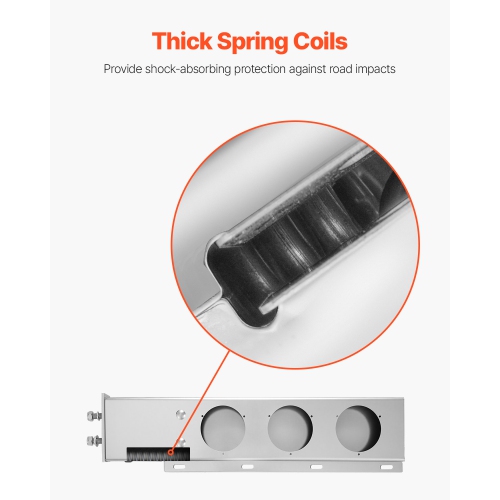 VEVOR 1 Pair Stainless Steel Mud Flap Hangers with Light Cutouts, 2-1/2" Bolt Spacing, Spring Loaded Mudflap Hangers for Semi Trucks, Semi Truck Mud