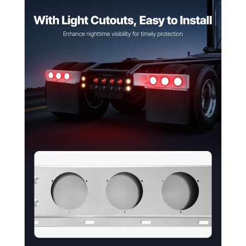 VEVOR 1 Pair Stainless Steel Mud Flap Hangers with Light Cutouts, 2-1/2" Bolt Spacing, Spring Loaded Mudflap Hangers for Semi Trucks, Semi Truck Mud