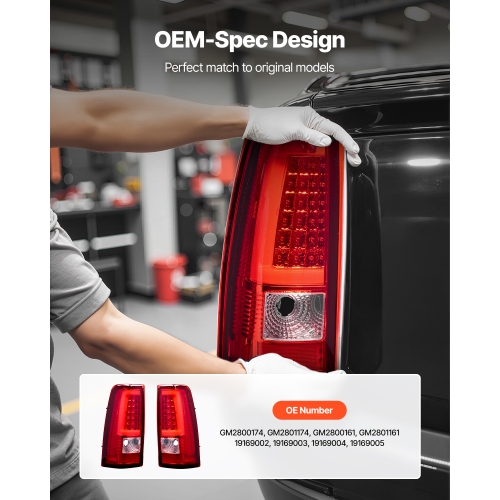 VEVOR 2PCS Tail Light Assembly Compatible with 2003-2006 Chevy Silverado 1500 1500 HD 2500 2500 HD 3500, 2007-2007 Chevy Classic, Side LED Taillight