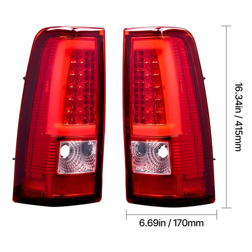 VEVOR 2PCS Tail Light Assembly Compatible with 2003-2006 Chevy Silverado 1500 1500 HD 2500 2500 HD 3500, 2007-2007 Chevy Classic, Side LED Taillight