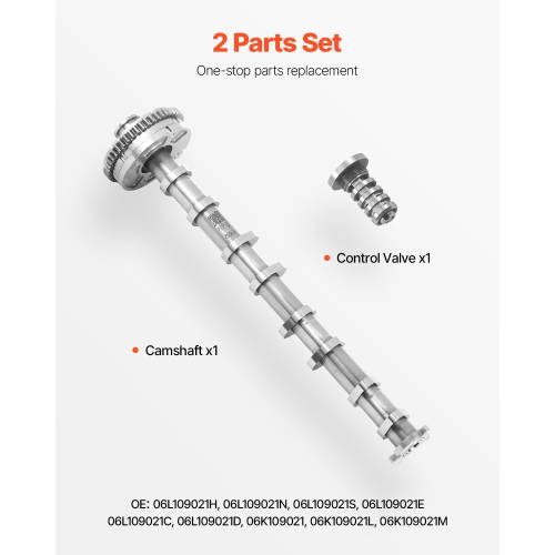 VEVOR Camshaft & Control Valve Kit, Cast Iron Engine Cam Replacement, Compatible with Audi & Volkswagen, Fits 1.8T/2.0T EA888 Engines, OE 06L109021H,