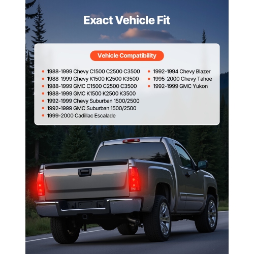 VEVOR 2PCS Tail Light Assembly Compatible with 1988-1999 Chevy/GMC C/K 1500 2500 3500, 1992-1999 Chevy/GMC Suburban 1500/2500, Left & Right Side