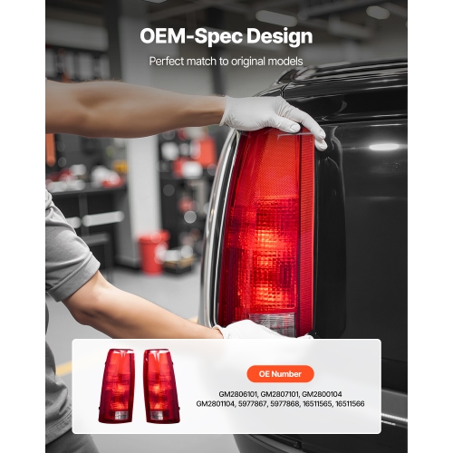 VEVOR 2PCS Tail Light Assembly Compatible with 1988-1999 Chevy/GMC C/K 1500 2500 3500, 1992-1999 Chevy/GMC Suburban 1500/2500, Left & Right Side