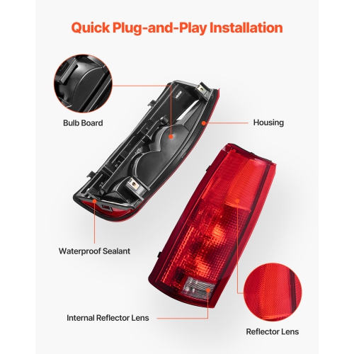 VEVOR 2PCS Tail Light Assembly Compatible with 1988-1999 Chevy/GMC C/K 1500 2500 3500, 1992-1999 Chevy/GMC Suburban 1500/2500, Left & Right Side