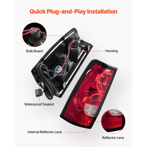 VEVOR 2PCS Tail Light Assembly Compatible with 2003-2006 Chevy Silverado 1500 1500 HD 2500 2500 HD 3500, 2007-2007 Chevy Classic, Driver & Passenger