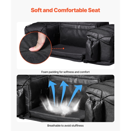 VEVOR 50L ATV Rear Storage Bag, ATV Rear Cargo Bag with Sponge Seat Cushion & Bottle Holder, 600D Oxford Cloth Rear Seat Gear Bag Fit Most ATVs with