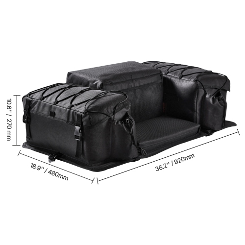 VEVOR 50L ATV Rear Storage Bag, ATV Rear Cargo Bag with Sponge Seat Cushion & Bottle Holder, 600D Oxford Cloth Rear Seat Gear Bag Fit Most ATVs with