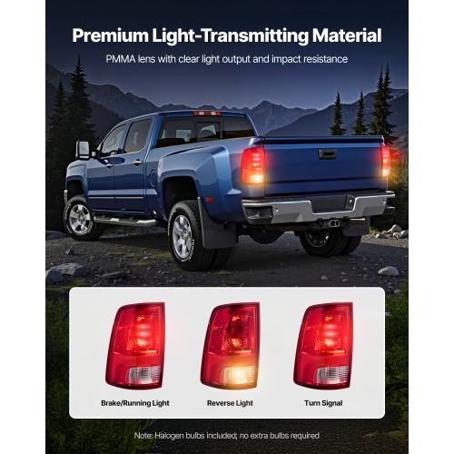 VEVOR Tail Light Assembly Compatible with 2009-2018 Dodge Ram 1500 2500 3500, 2019-2020 Dodge Ram 1500 Classic, Halogen Version Left Driver Side