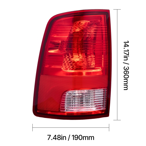 VEVOR Tail Light Assembly Compatible with 2009-2018 Dodge Ram 1500 2500 3500, 2019-2020 Dodge Ram 1500 Classic, Halogen Version Left Driver Side