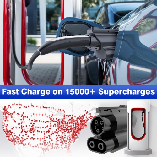 EVCONN Tesla – Adaptateur de charge NACS vers CCS1 pour véhicule électrique, 1000 V, 250 kW - Noir