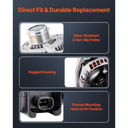 VEVOR 84143543 Car Alternator,for Chevy Express 2500 V6 4.3L, V8 6.0L 2018-2019,GMC Sierra 1500 2014-2016,Yukon 2015-2019,Replacement Alternator