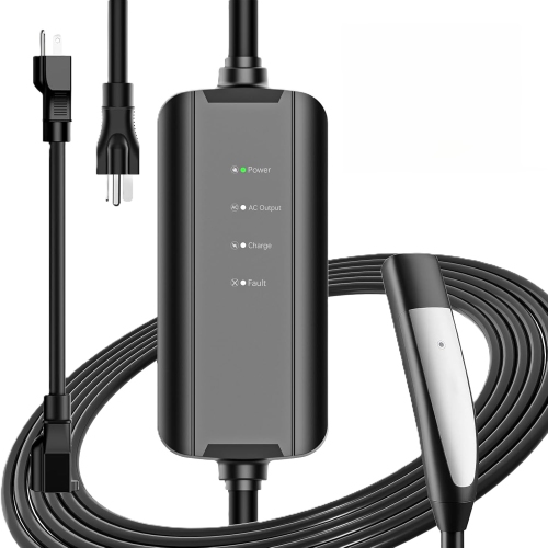 EVCONN - Chargeur NACS jusqu'à 16&nbsp;A pour véhicule électrique portatif, cordon 25&nbsp;pi - noir