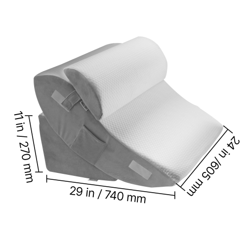 VEVOR Wedge Pillow for Sleeping, 4 Pcs Adjustable Orthopedic Bed Wedge Set, Support Leg Neck Shoulder, Post Surgery Pillow for Back Pain, Acid