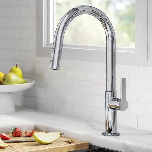 KRAUS Oletto Single Handle Pull Down Kitchen Faucet in Chrome, KPF-2820CH