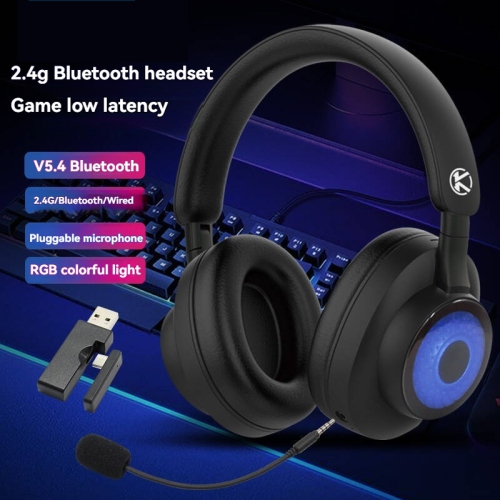 Tri-mode Headset - 2.4G/Bluetooth/Wired with Detachable Microphone, RGB Lighting, 40mm Drivers and Low Latency Long Battery Life, Gaming Music