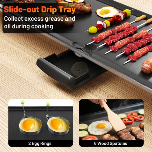Costway 35" Extra Large electric Teppanyaki Grill with Adjustable Temperature Thermostats and Drip Tray
