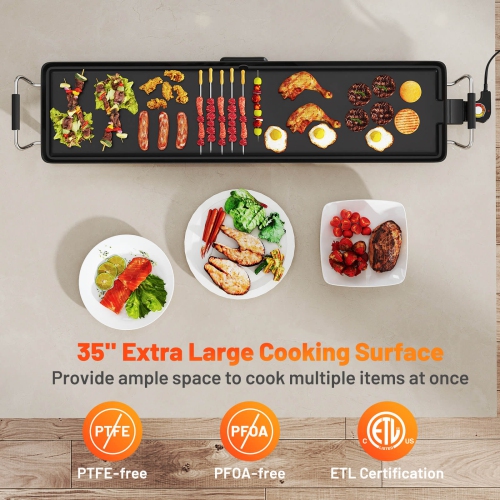 Costway 35" Extra Large electric Teppanyaki Grill with Adjustable Temperature Thermostats and Drip Tray