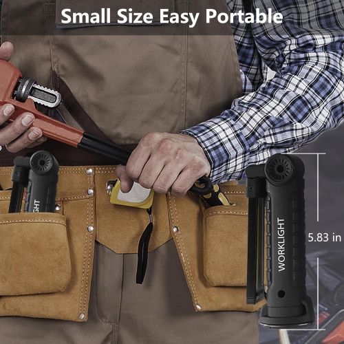 Paquet de 2 lampes de travail pliables portatives, lampe de poche LED rechargeable pour la réparation de voiture, le barbecue et l'extérieur