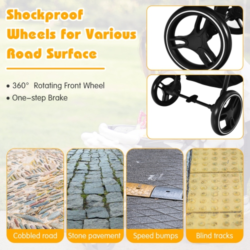 Chaise de toilette avec poussette High Landscape de Costway avec chancelière et auvent extensible