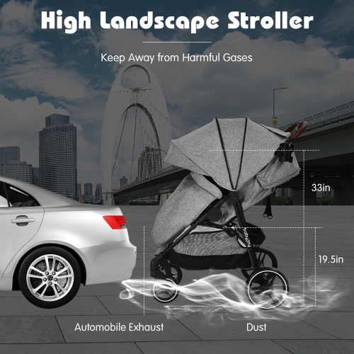 Chaise de toilette avec poussette High Landscape de Costway avec chancelière et auvent extensible