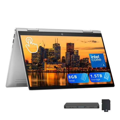 HP Envy x360 2-in-1 14" FHD Touchscreen Laptop, Intel 5 120U,1.5TB Storage, 8GB RAM,Intel Graphics, Backlit Keyboard, Win 11, Silver