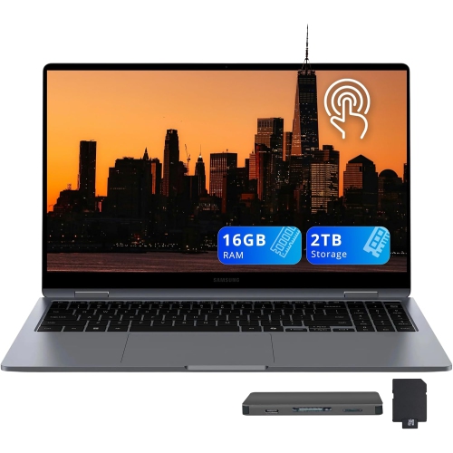 Samsung Galaxy Book4 2-in-1 15.6" FHD Touchscreen Laptop,16GB DDR5 RAM, 2TB Storage(1TB SSD+1TB Docking Station Set), Intel Core i7 150U,Backlit