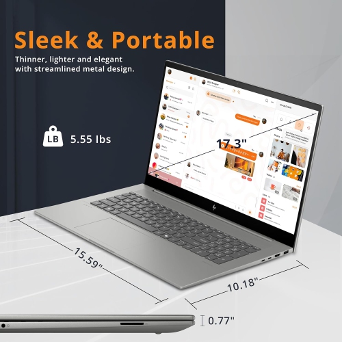 Refurbished - HP Envy 17.3" FHD Touchscreen Laptop, Intel Core Ultra 7 155U, 4TB PCle SSD, 64GB RAM, NVIDIA GeForce RTX 3050, Backlit Keyboard, Wi-Fi