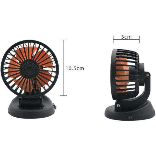 Mini Car Fan, Car Cooling Sticky Fan Cigarette Lighter Plug, Portable Fan for 24V Cars, Vans, Trucks, SUVs, RVs