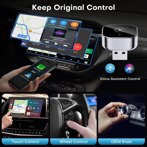 2-in-1 Wireless CarPlay & Android Auto Adapter,Plug & Play CarPlay Dongle Converts Wired to Wireless,Fast Auto-Connect,for iPhone & Android with