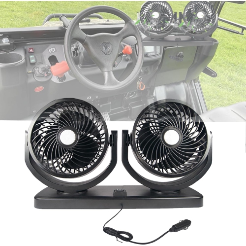 Ventilateur pour cabine de VUTT de 24&nbsp;V – Cordon d'allume-cigare, moteur silencieux, rotation à 360 degrés, ventilateur portatif pour l'auto