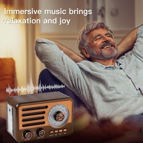 Radio à transistor rétro, AM FM SW alimenté par piles, petite radio portative rechargeable, prise en charge de la carte TF/lecteur MP3 auxiliaire/USB