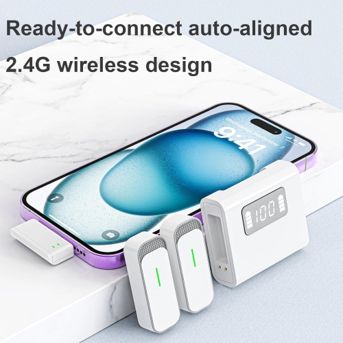 Micro-cravate sans fil compatible avec Android et iPhone 16, mini micro pour entrevue d'enregistrement vidéo de blogues vidéo, microphone sans fil à