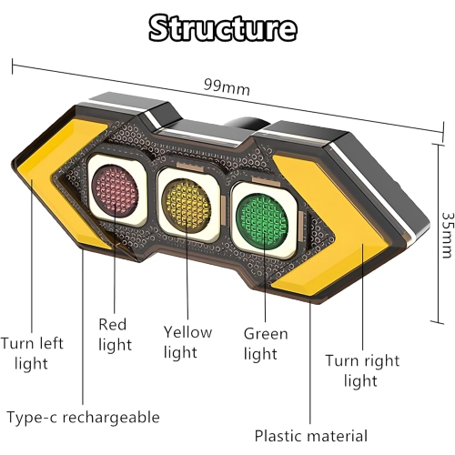 Turn signal taillight with wireless remote control, smart bicycle taillight with brake sensor function, suitable for cycling, and equipped with 6
