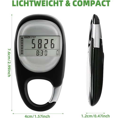 3D Digital Pedometer, Walking Pedometer, Portable Sports Pedometer with Keychain, Large Display for Jogging, Hiking, and Running, No App or Phone