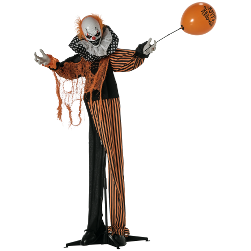 OUTSUNNY  5Ft Life Size Outdoor Halloween Decoration, Talking Circus Clown w A Balloon, Animated Prop w Sound And Motion Activated, Light Up Eyes