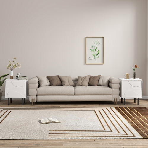 Ensemble de 2 tables de chevet de HOMCOM, table de chevet moderne avec tiroirs à pousser pour ouvrir et pattes en acier pour chambre à coucher, blanc