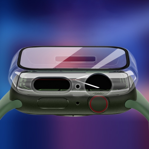 Étui pour Apple Watch Series 9/8/7/SE 2 45 mm, étui protecteur d'écran en verre trempé ultramince pour couverture de protection 45 mm