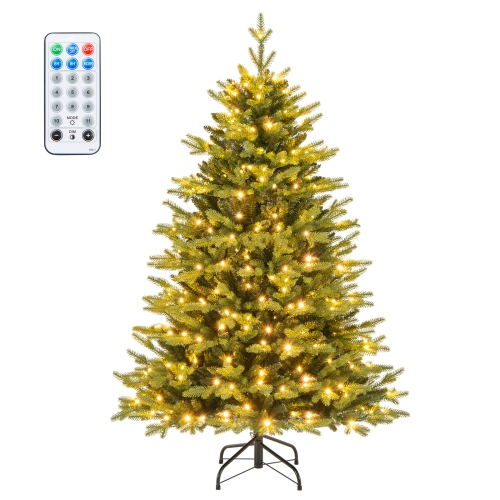 COSTWAY  5/6/7 Ft Pre-Lit Christmas Tree Hinged With 250/350/470 Multi-Color Lights