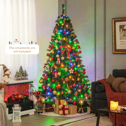 Costway 6FT/7FT Pre-Lit Hinged Christmas Tree with 260/350 Multi-Color Lights & 3-Minute Quick Shape No Fluffing Required