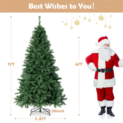 Costway 6FT/7FT Pre-Lit Hinged Christmas Tree with 260/350 Multi-Color Lights & 3-Minute Quick Shape No Fluffing Required