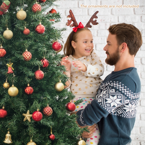 Costway 6FT/7FT Pre-Lit Hinged Christmas Tree with 260/350 Multi-Color Lights & 3-Minute Quick Shape No Fluffing Required