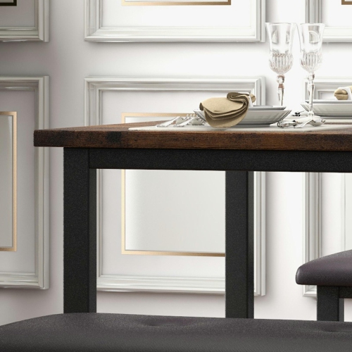 Ensemble 3 pièces avec table de salle à manger rectangulaire Farmhouse et 2 banc rembourré pour appartement